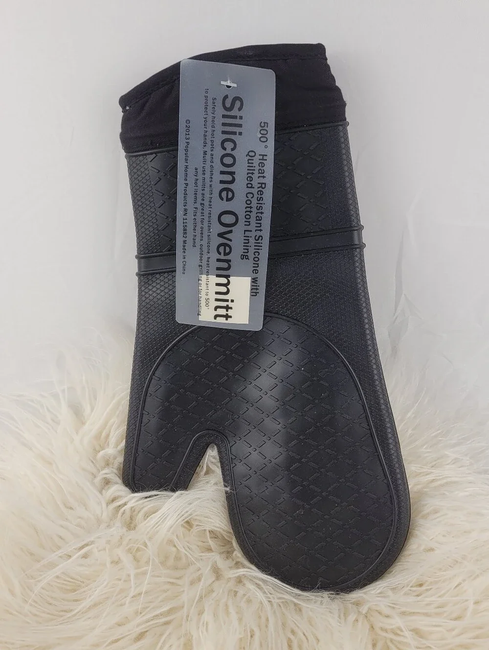 Black Silicon & Cotton Oven Mitt 500° Rating Nwt